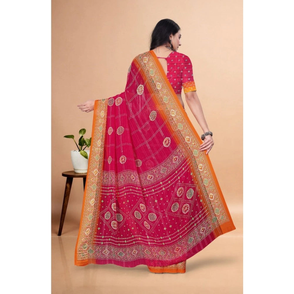 Art silk printed pink saree with unstitched blouse (5.5mtr) - elegant Indian fashion accessory for women