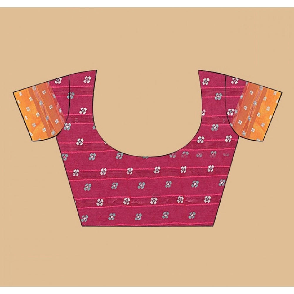 Pink art silk printed saree with unstitched blouse (5.5mtr), vibrant pink traditional attire for women