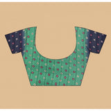Green art silk printed saree with unstitched blouse (5.5Mtr)