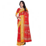 Red art silk printed saree with unstitched blouse (5.5Mtr)