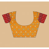Yellow art silk printed saree with unstitched blouse, vibrant design for traditional Indian wear