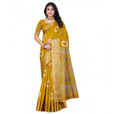 Women's Art Silk Printed Saree With Unstitched Blouse 5.5Mtr (Mustard)