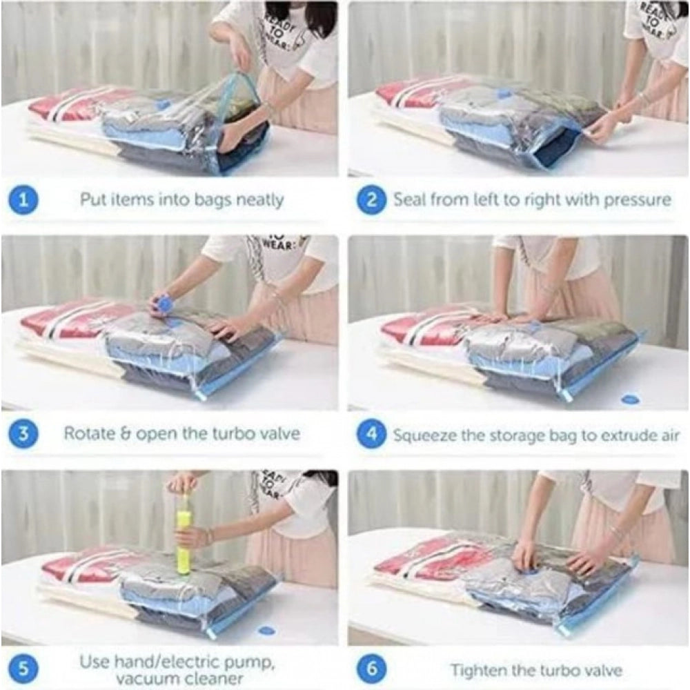 { "alt_text": "Transparent reinforced vacuum storage bags for compressing bedding, clothes, and pillows, ideal closet organization"}