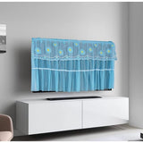 { "alt_text": "Blue fabric LED TV cover for 28-55 inch screens, seamless dust protection for living room entertainment area" }
