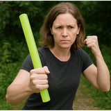{ "alt_text": "Green nylon rod stick martial arts training personal safety self-defense prop accessory made of durable PU rubber" }