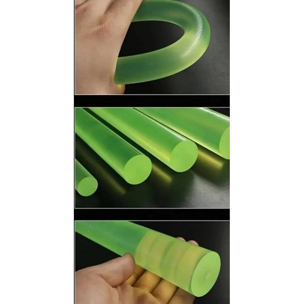 { "alt_text": "Green nylon rod stick martial arts training personal safety self-defense prop accessory made of durable PU rubber" }