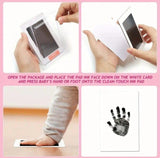 White hypoallergenic baby hand and foot print ink pad kit for capturing clear, detailed newborn memories