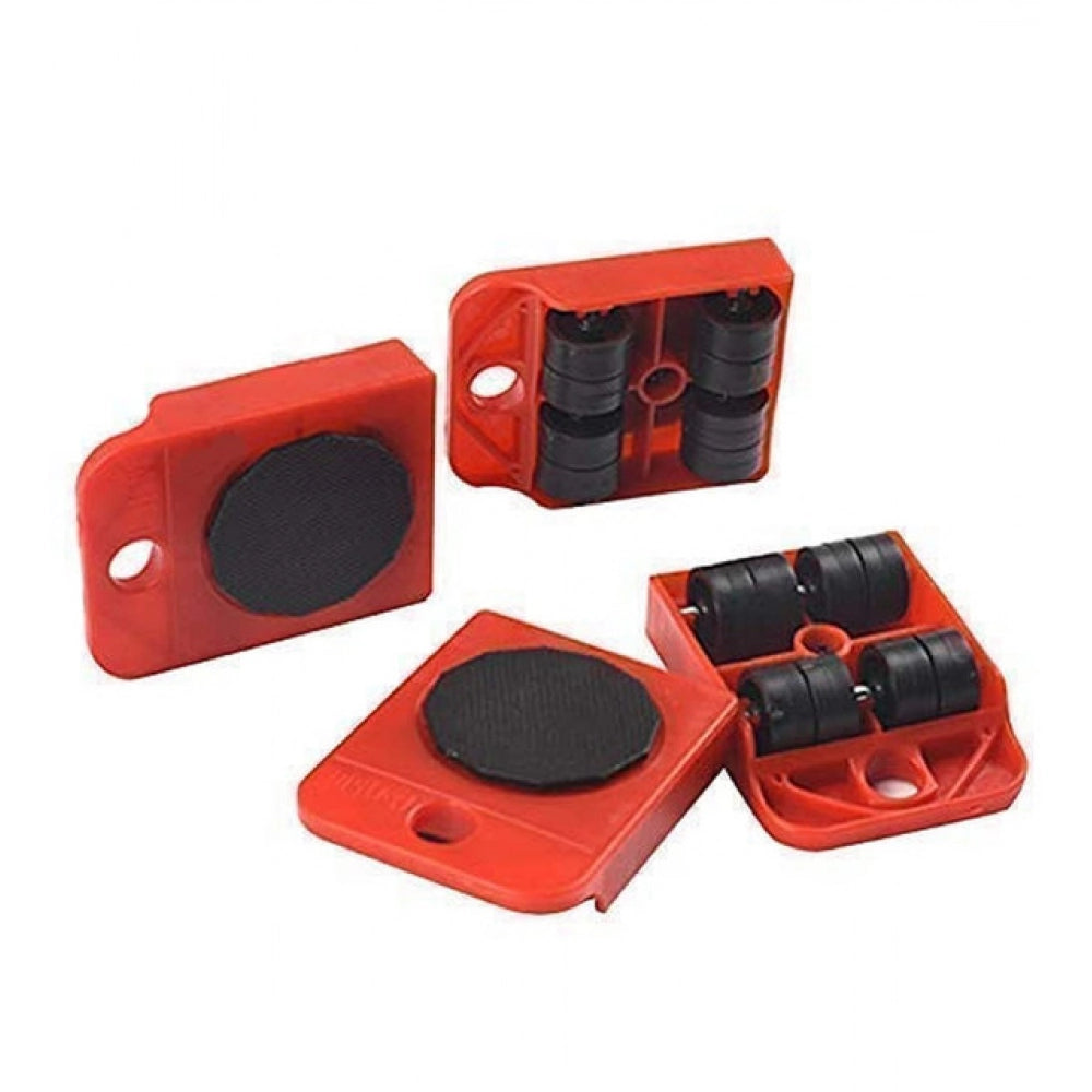 { "alt_text": "Red steel furniture lifting tool for heavy household appliances, durable sofa mover set on floor" }