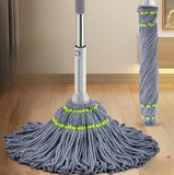 Grey microfiber twist mop for deep cleaning floors, suitable for hardwood, tile, and laminate surfaces