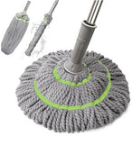 Grey microfiber twist mop for deep cleaning floors, suitable for hardwood, tile, and laminate surfaces