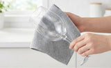 Grey microfiber cleaning cloth roll containing 20 highly absorbent reusable towels for kitchen and home use