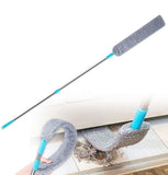 Grey microfiber flexible mop and duster with removable handle for multi-surface cleaning