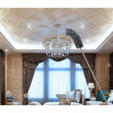 { "alt_text": "Grey microfiber fan duster set with long rod, ideal for ceiling broom cobweb cleaner and household dusting supplies" }