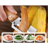 { "alt_text": "Multicolor stainless steel vegetable peeler set with bottle opener, multi-functional kitchen tool for peeling potatoes" }