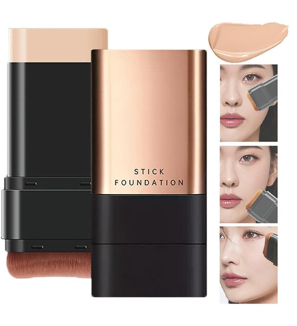 Beige foundation stick makeup product for flawless matte coverage, suitable for touch-ups and all skin types