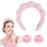 Pack of 2 Spa Headband And Wristband Set (Pink)