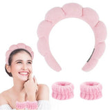 Spa Headband And Wristband Set (Pink)