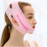 { "alt_text": "Pink silicone face mask for V-line lifting and facial slimming device, washable double chin reducer for women" }