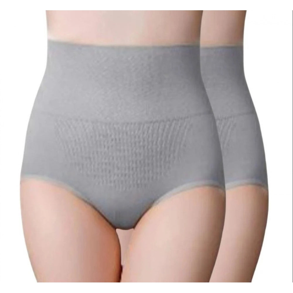 { "alt_text": "Multicolor combed cotton spandex high-waisted briefs underwear set, breathable tummy support shapewear for women" }