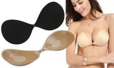 Beige and black adhesive silicone bra pads for strapless, backless, or deep-neck dresses