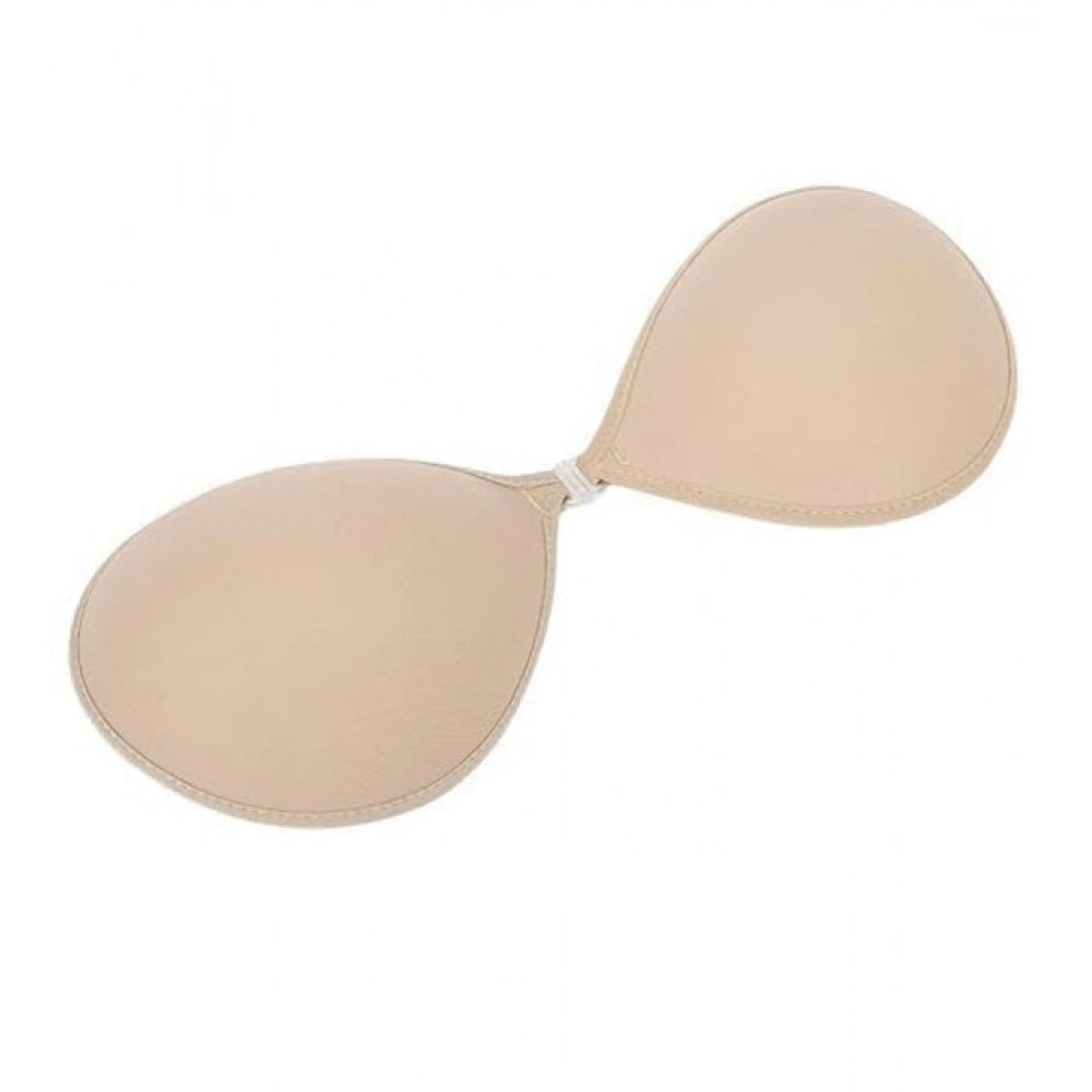 { "alt_text": "Beige black silicone bra pads adhesive support for strapless backless dresses, enhancing natural shape" }