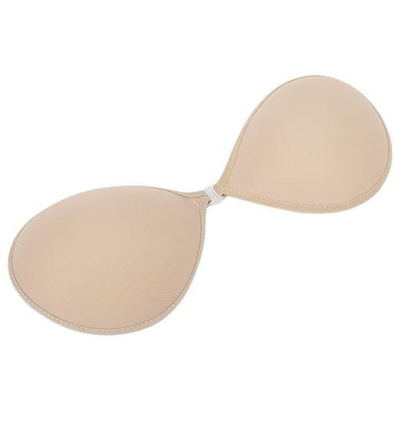 Beige and black adhesive silicone bra pads for strapless or backless dresses, providing a lifted and fuller look