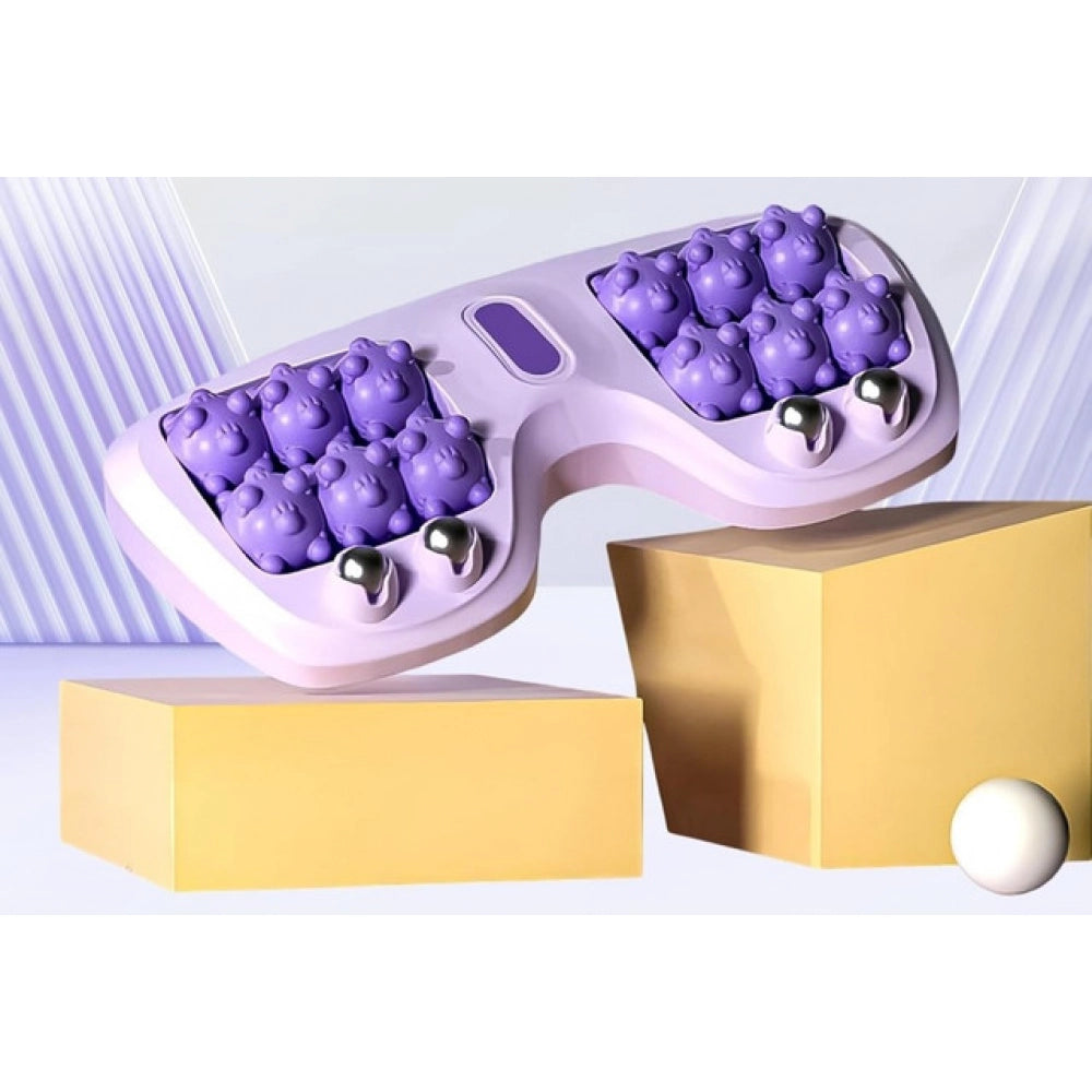 { "alt_text": "Purple plastic foot massage roller set of 2, portable deep tissue relief for home and travel" }
