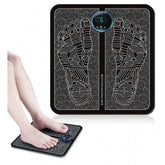 { "alt_text": "Black EMS foot massager for deep muscle stimulation, reflexology foot massager, and circulation booster for legs" }