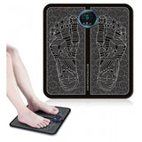 { "alt_text": "Black EMS foot massager for deep muscle stimulation, reflexology foot massager, and circulation booster for legs" }