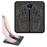 { "alt_text": "Black EMS foot massager for deep muscle stimulation, reflexology foot massager, and circulation booster for legs" }