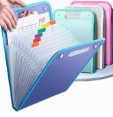 Multicolor plastic A4 file folder organizer with 13 expandable compartments for office and school use