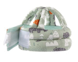 Green breathable baby safety helmet with shock-absorbing sponge and adjustable fit for toddlers