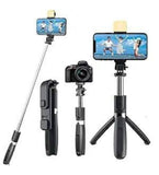 Multicolor extendable selfie stick and phone tripod with Bluetooth remote for stable multi-angle shots