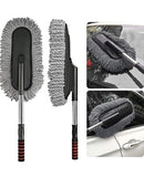 Grey microfiber car duster brush for washing cars, sofas, and windows, effective for removing dust and dirt