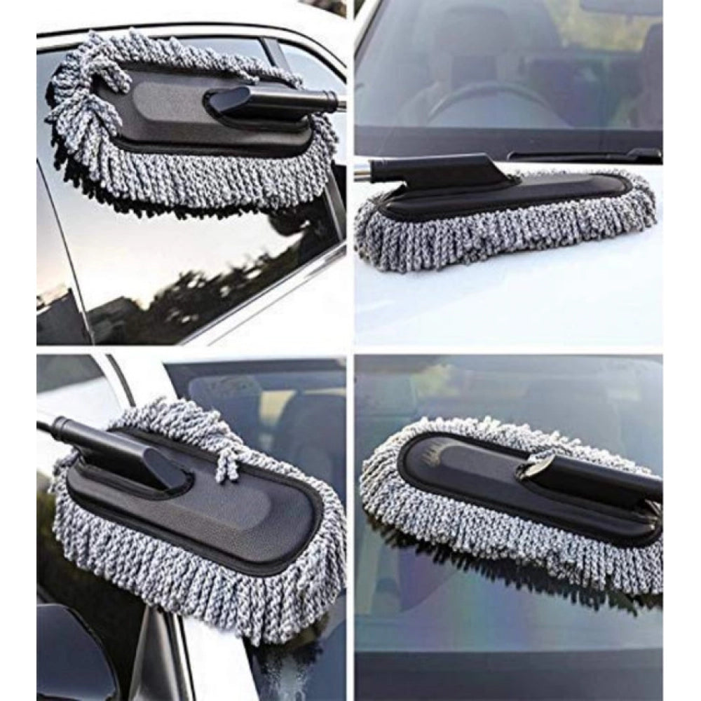 { "alt_text": "Grey microfiber car duster pack of 2, super soft detailing brush for auto interior exterior cleaning and dusting" }