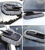 Grey microfiber car duster brush for washing cars, sofas, and windows, effective for removing dust and dirt