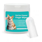 { "alt_text": "White non-toxic pet ear cleaning wipes for dogs and cats, alcohol-free dog hygiene product on hand" }