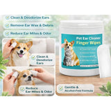 { "alt_text": "White non-toxic pet ear cleaning wipes for dogs and cats, alcohol-free dog hygiene product on hand" }