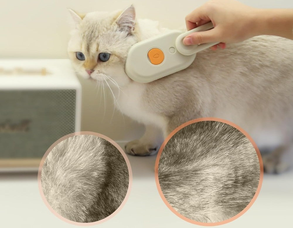 Multicolor self-cleaning cat brush comb with steam function for detangling and massaging pet coats