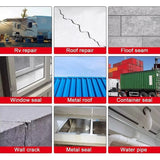 { "alt_text": "Silver aluminum foil tape waterproof sealing strip for pipes, roof waterproofing, and leak repair." }