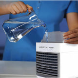{ "alt_text": "Multicolor plastic air cooler for home, portable evaporative cooling fan with soothing night light" }