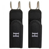 { "alt_text": "Black elastic waistband belt pair, buckle less men's slimming waist accessory, comfortable everyday fit" }