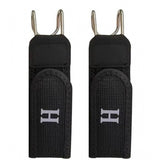 { "alt_text": "Black elastic waistband belt pair, buckle less men's slimming waist accessory, comfortable everyday fit" }