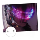 { "alt_text": "Multicolor plastic futuristic LED rave goggles, glow glasses for parties and festivals, honeycomb design" }