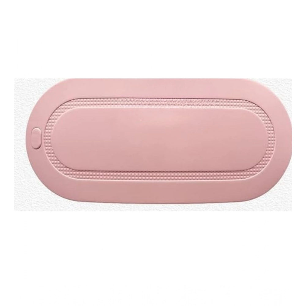 { "alt_text": "Pink breathable heating pad massager belt for menstrual period relief, adjustable abdominal pain relief" }