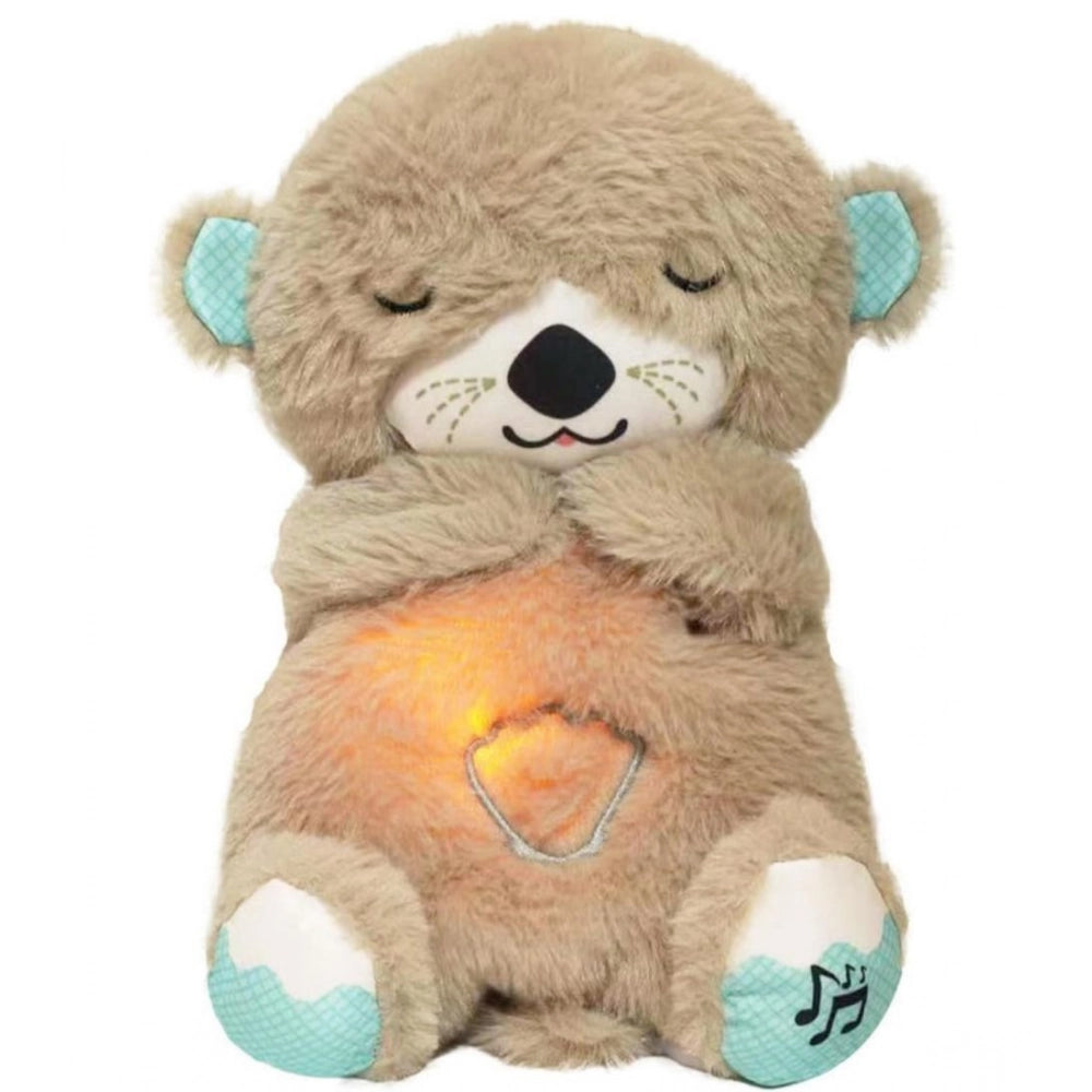 { "alt_text": "Multicolor plush teddy bear musical otter sleeping toy, super soft baby sleep soother doll for newborn gift" }