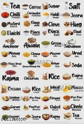Multicolor kitchen masala sticker pack for identifying Indian spices, dals, flours, and cooking ingredients