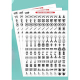 { "alt_text": "Black vinyl switch board stickers for electrical appliance labels, organizing home office kitchen decor" }
