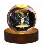 { "alt_text": "Multicolor glass crystal night lamp set with wooden base, LED ambient lighting, celestial decor" }