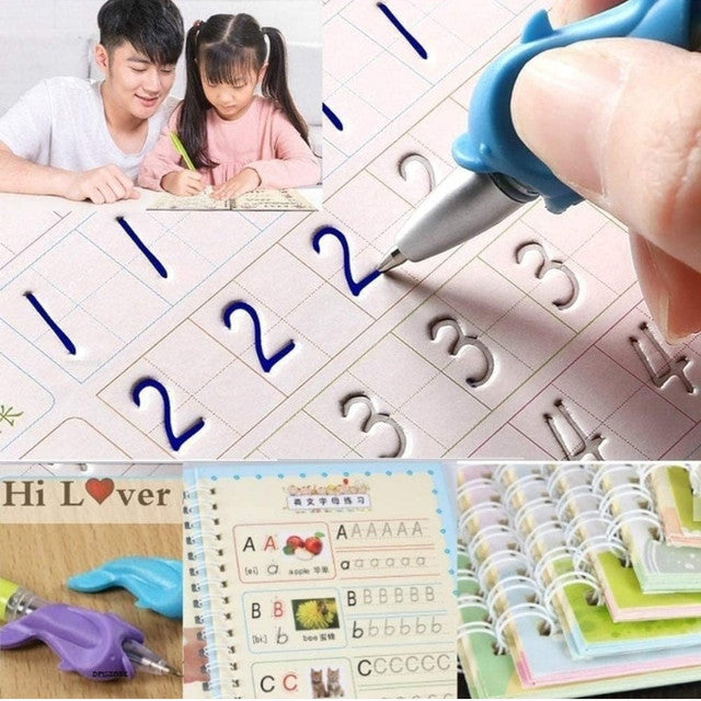 Multicolor reusable magic book for preschoolers, featuring worksheets for numbers, letters, and shapes for early learning